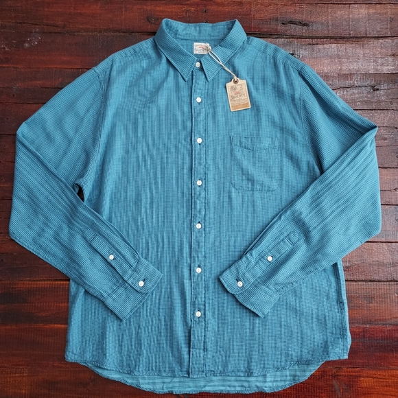 Faherty Brand Ventura Teal Gingham Long Sleeve Casual Shirt NWT XXL - Picture 1 of 10